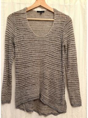 Eileen Fisher Beige and Gray Knit with Sparkle Sweater, Size Small
